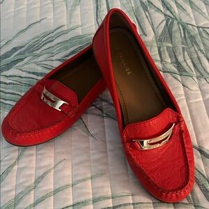 Coach Red Leather Flats